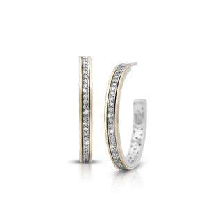Parallel 18K Gold Frame Hoops on Diamond Hoops (30mm * 4mm)