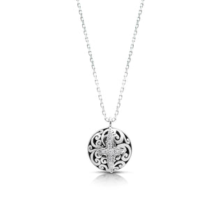 White Diamond Star Bright Round LH Scroll Necklace