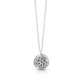 White Diamond Round Classic Signature Lois Hill Scroll Necklace