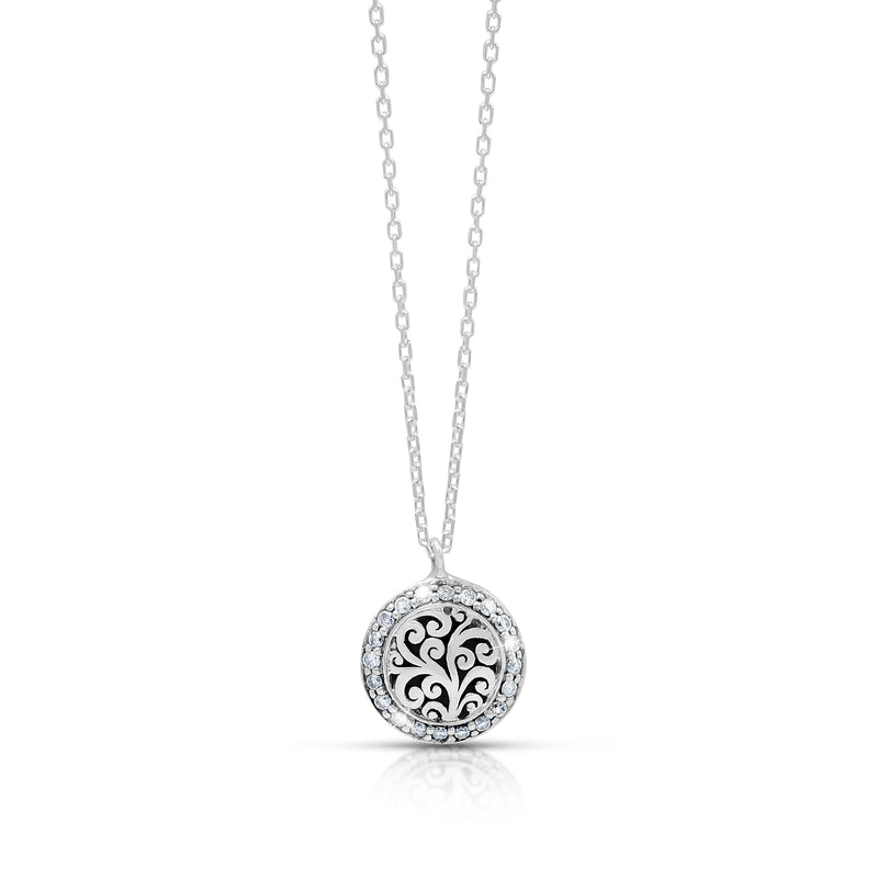 White Diamond Round Classic Signature Lois Hill Scroll Necklace