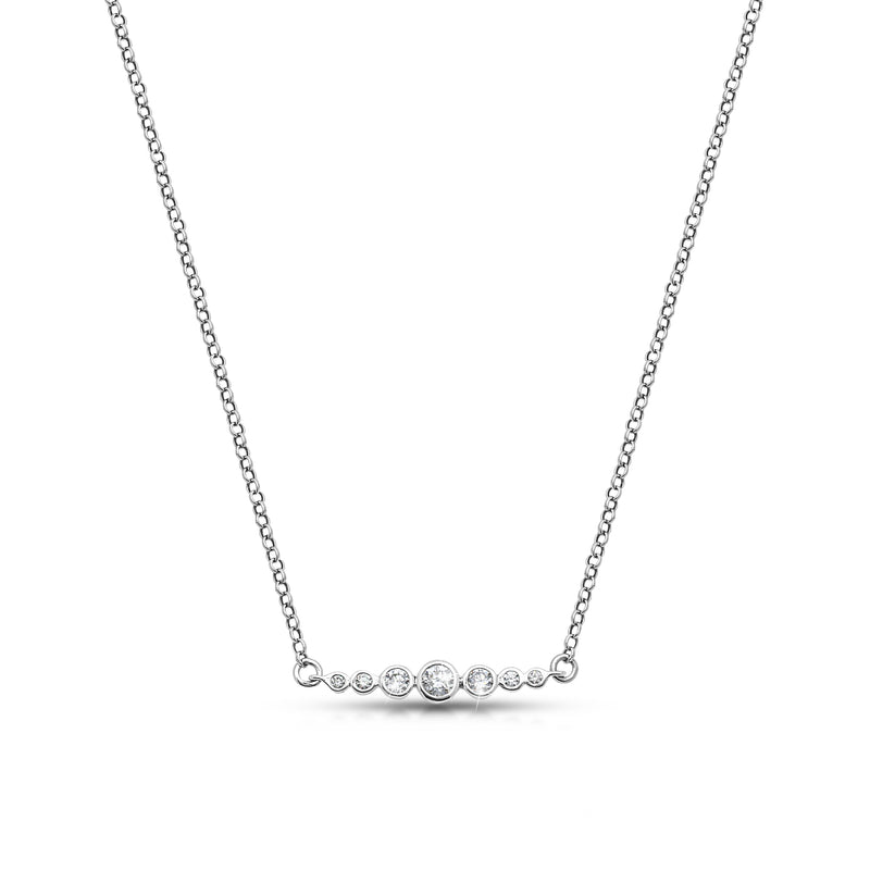 White Diamond (0.33 CT) Dot with LH Scroll Back Necklace (25mm*4mm)