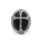 Cross Brown Diamond & Oval Matte Black Onyx Cross Cocktail Ring