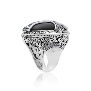 Cross Brown Diamond & Oval Matte Black Onyx Cross Cocktail Ring