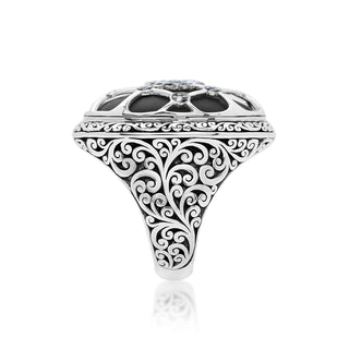 Brown Diamond & Matte Black Onyx Caged Cocktail Ring