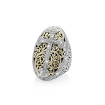 Outlined (0.76 ct) Diamond Cross Scroll ring on 18K Gold (18mm*31mm)