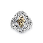 18K Gold Center and Diamond (0.20 CT) Outline with Classic Signature Lois Hill Sterling Silver Scroll Ring (16mm*21mm)