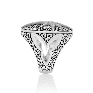 Oval Classic Signature Scroll White Diamond Starburst Ring