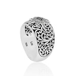 Classic Signature Scroll Band with Diamonds Starburst Ring