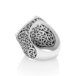 Classic Signature Scroll Cushion-Shaped with Diamonds Starburst Ring