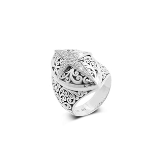 White Diamond Star Bright Marquise Ring