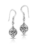 Classic LH Scroll Square Sided Small Hoop Earrings with Hinge (Diameter 14mm) + LH Scroll Round Bauble Earrings