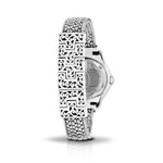LH Scroll Engraved Round Bezel Watch with Sterling Silver Handwoven Textile Weave Band and Hand Carved Scroll Edges<br><b>Only 1 pc left!</b>