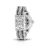 LH Engraved Scroll XL Round Bezel Watch with Sterling Silver Handwoven Figure-8 Weave Band and Hand Carved LH Scroll Edges<br><b>Only 1 pc left!</b>