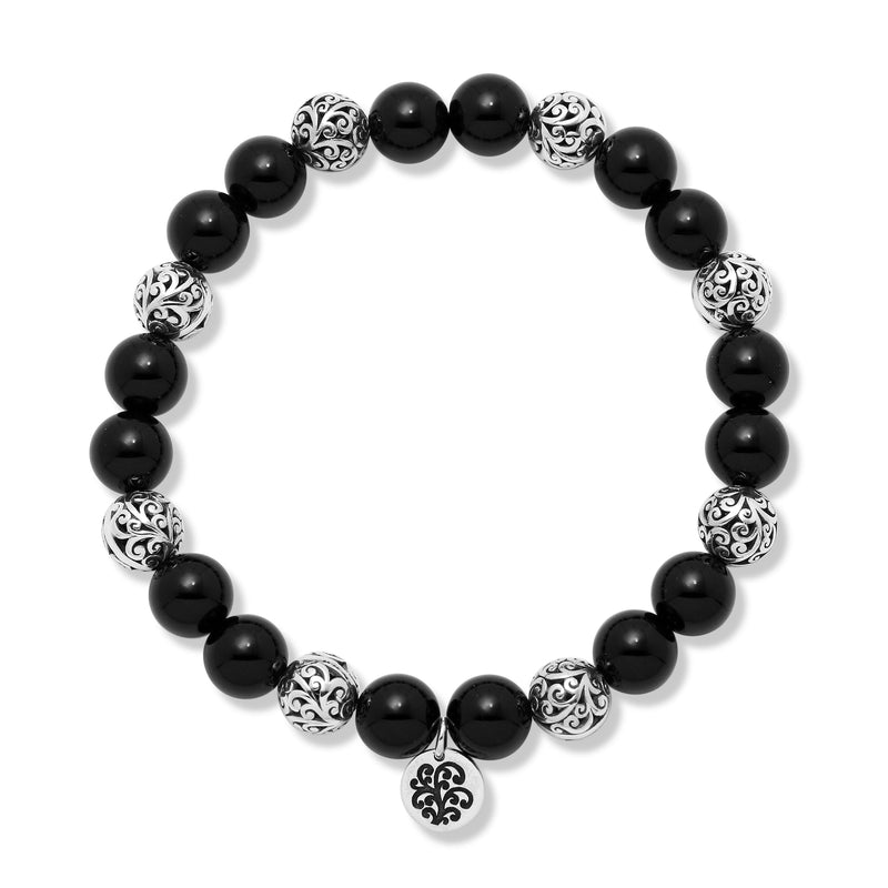 Lois Hill Sterling Silver Bracelet with Stone Bead Black Onyx