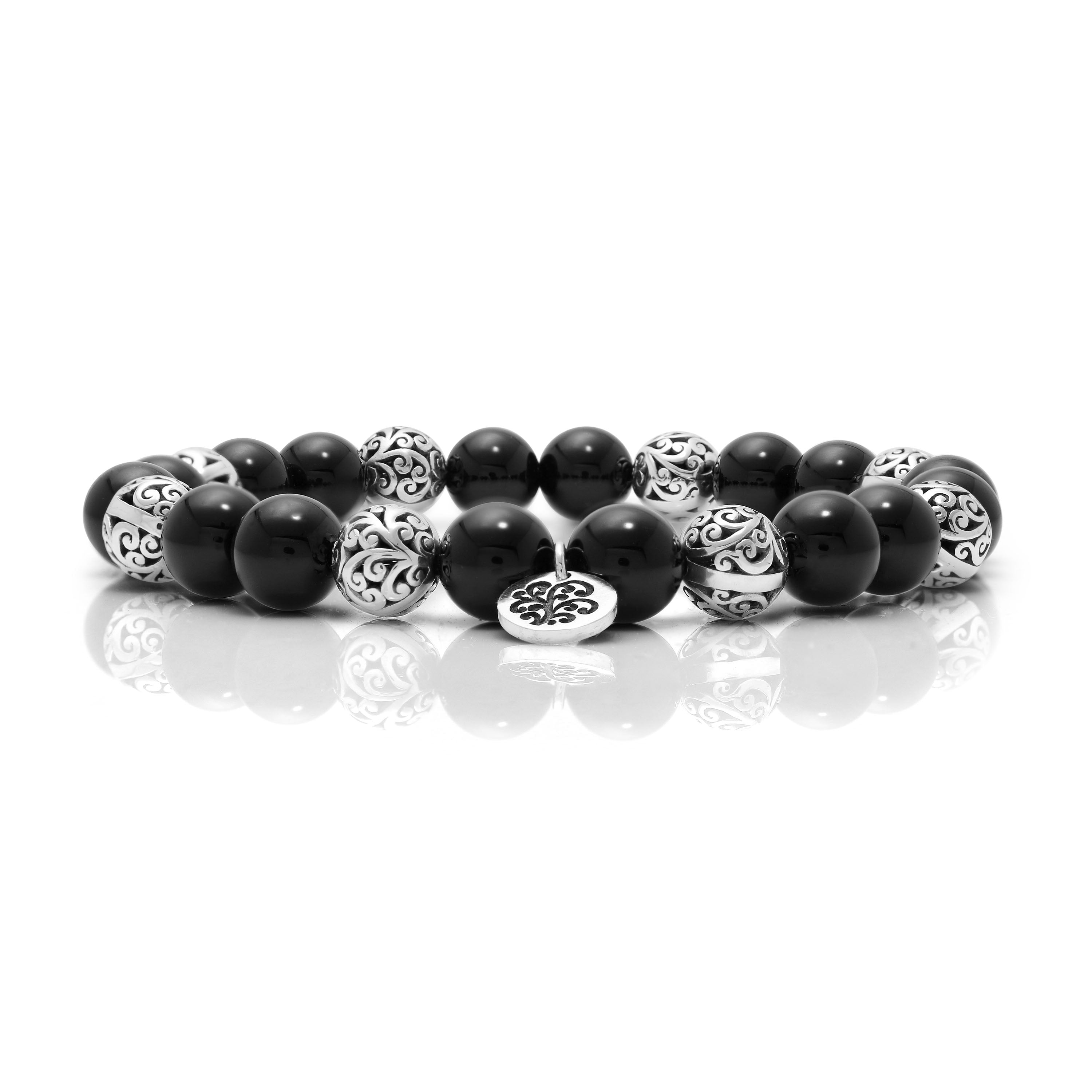 Black Onyx (3mm) Beads Double Layered Wire-Wrapped with Starbright Cha –  Lois Hill Jewelry