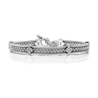 Petite (6mm) Textile Weave Alhambra Station Bracelet