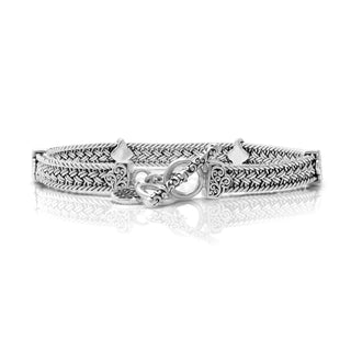 Petite (6mm) Textile Weave Alhambra Station Bracelet