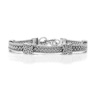 Intricate Textile Weave (6mm) Square Alhambra Station Bracelet
