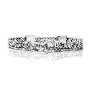 Intricate Textile Weave (6mm) Square Alhambra Station Bracelet
