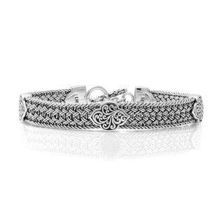 Alhambra Elongated Clover (9mm) Station Textile Weave Bracelet