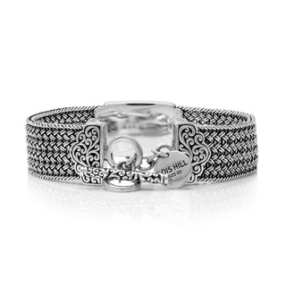 Intricate Textile Weave Bracelet (15mm) with Alhambra LH Scroll ID & Toggle Closure