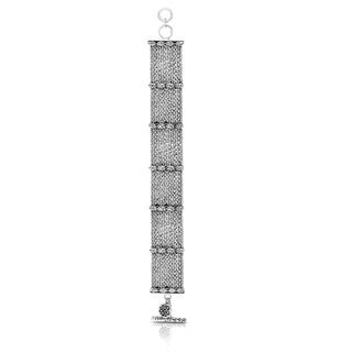 Handwoven Textile Weave (20mm) Bracelet with Vertical Marquise Stations