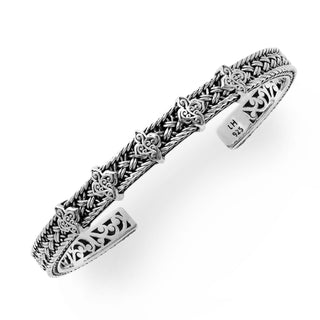 Intricate Textile Weave with LH Scroll Alhambra Accents Cuff