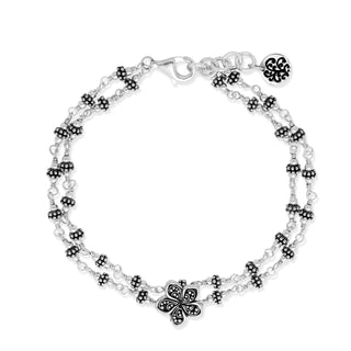 Delicate Granulated & Hammered Bead Double Strand Bracelet
