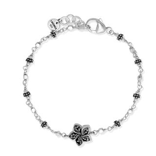 Granulated Floral Station Single Strand Bead Bracelet