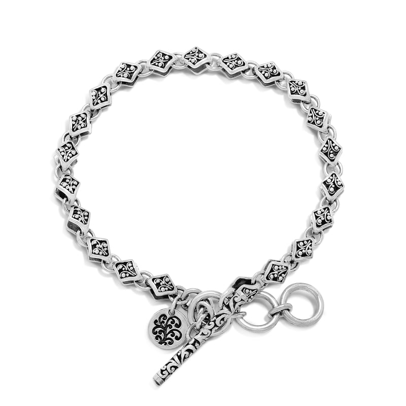 Diamond Granulation Chain Link with Classic Signature Lois Hill Bracelet