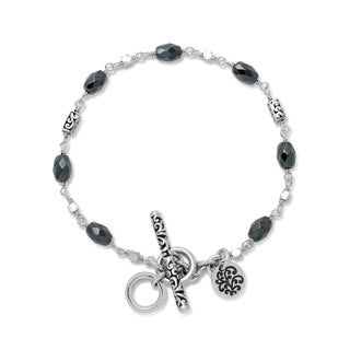 Hematite & LH Scroll Prism Beads Wire Wrapped Bracelet with Toggle