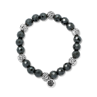 Hematite (8 mm) and LH Scroll Beads Every Three Alternated Stretch Bracelet