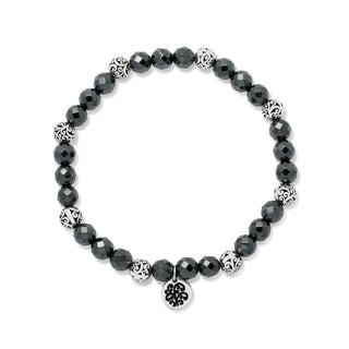 Hematite (6 mm) and LH Scroll Beads Every Three Alternated Stretch Bracelet