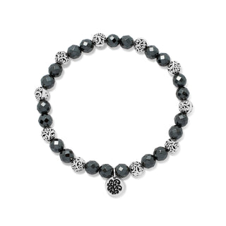 Hematite (6 mm) and LH Scroll Beads Every Two Alternated Stretch Bracelet