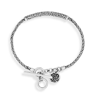 LH Scroll Curved Tube Bar with Woven Bracelet