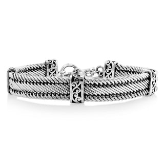LH Woven with LH Scroll Stations Bracelet