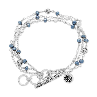 Dark Blue Pyrite Triple Strand Wrap Bracelet