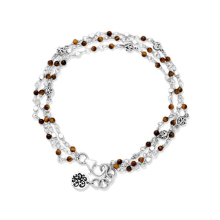 Tiger-Eye & LH Scroll Bead Triple Strand Bracelet