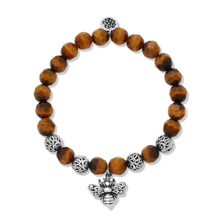 Tiger-Eye Bead (8mm) & LH Scroll Bee Stretch Bracelet