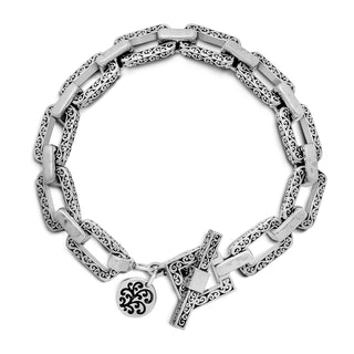 LH Scroll Rectangular Chain Link Bracelet (9mm)