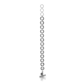 LH Scroll Flat Round Link Bracelet