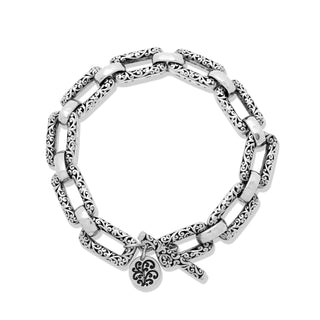 LH Scroll Domed Square Link Bracelet