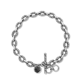 Petite Oval LH Scroll Link with Flat Hammered Connector Bracelet