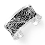 LH Classic Granulated with Hammered Border & Hand Carved Edges Medium (30mm) Cuff Bracelet