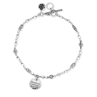 "MIRACLES HAPPEN" LH Scroll Beads Wire Wrapped Bracelet