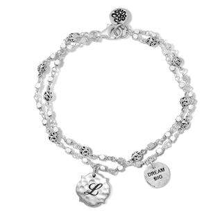 Personalized Alhambra and Scroll Disc Layered Wire-Wrapped Bracelet