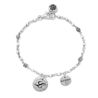 Personalized Scroll Disc & Little "Blessed" Disc Wire-Wrapped Bracelet