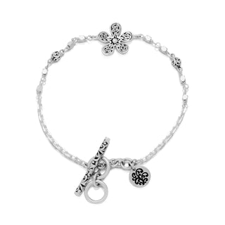 LH Open Scroll Flower Wire-Wrapped Half Chain Single Strand with Scroll Toggle Bracelet