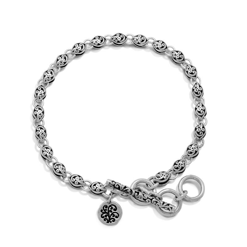 Round Marquise Chain Link with Classic Signature Lois Hill Scroll Station Bracelet