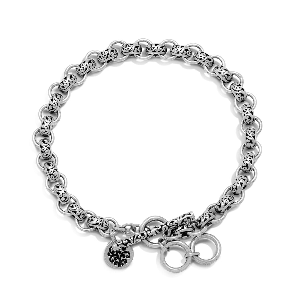 Flat Oval Cutout with Classic Signature Lois Hill Scroll Chain Link St